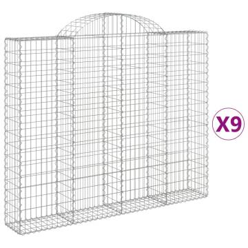 Arched Gabion Baskets 9 pcs Galvanised Iron Garden Barriers