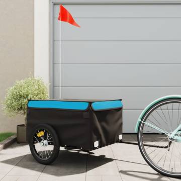 Bike Trailer Black and Blue - Durable 45 kg Iron Cargo Carrier