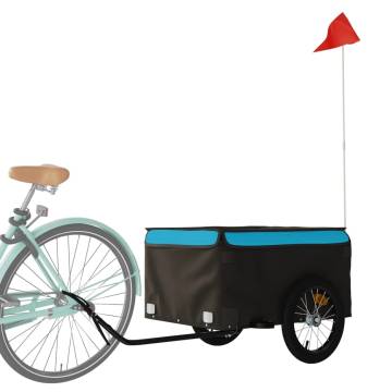 Bike Trailer Black and Blue - Durable 45 kg Iron Cargo Carrier