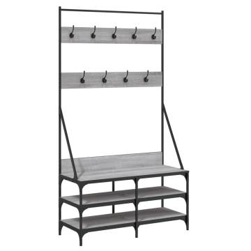 Clothes Rack with Shoe Storage - Grey Sonoma, 100x40x184 cm