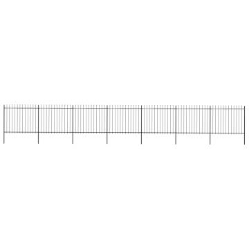 Elegant Black Steel Garden Fence with Spear Top - 11.9m Long