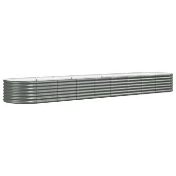 Garden Raised Bed Powder-coated Steel 368x80x36 cm Grey