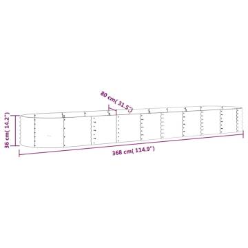 Garden Raised Bed Powder-coated Steel 368x80x36 cm Grey