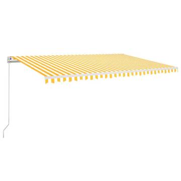 Manual Retractable Awning with LED - 500x350 cm Yellow & White