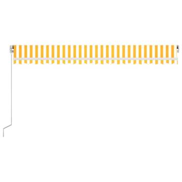 Manual Retractable Awning with LED - 500x350 cm Yellow & White