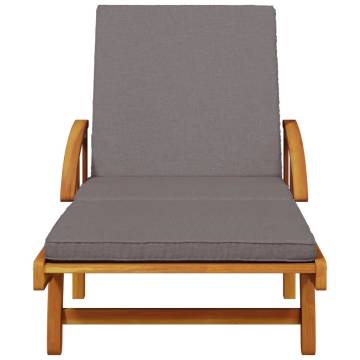 Sun Lounger with Cushion & Table - Solid Wood Acacia