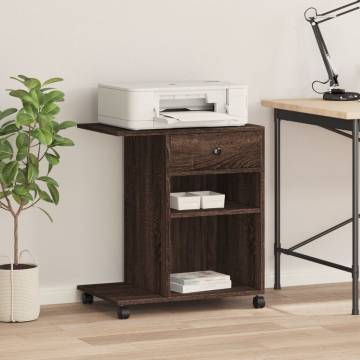 Printer Stand with Wheels - Brown Oak | Hipo Market