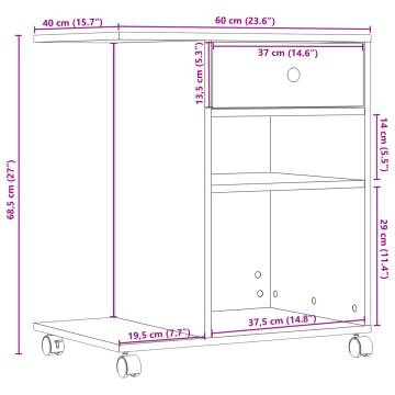 Printer Stand with Wheels - Brown Oak | Hipo Market