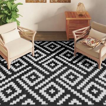 Outdoor Carpet White and Black 190x290 cm - Durable & Stylish