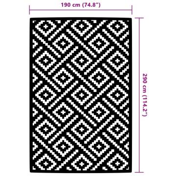 Outdoor Carpet White and Black 190x290 cm - Durable & Stylish