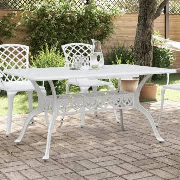 Stylish White Garden Table 150x90 cm Cast Aluminium | Hipomarket