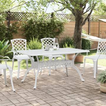 Stylish White Garden Table 150x90 cm Cast Aluminium | Hipomarket