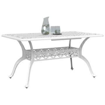 Stylish White Garden Table 150x90 cm Cast Aluminium | Hipomarket