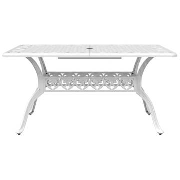 Stylish White Garden Table 150x90 cm Cast Aluminium | Hipomarket