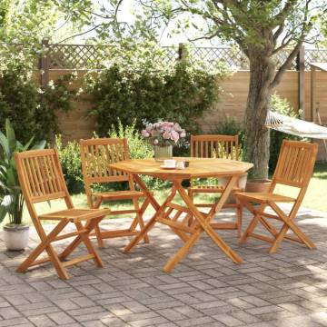 5 Piece Folding Garden Dining Set - Solid Acacia Wood