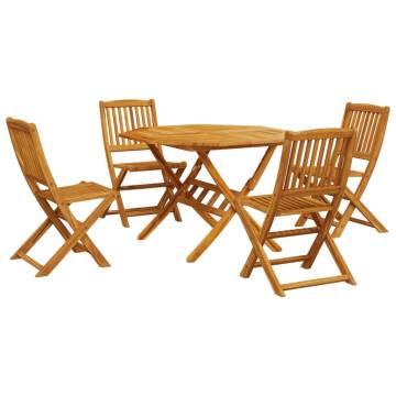 5 Piece Folding Garden Dining Set - Solid Acacia Wood