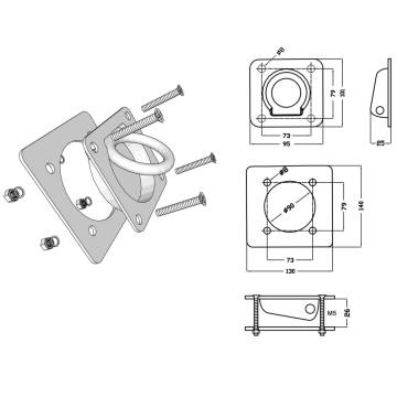 Lashing Rings for Trailer - 8 pcs Galvanised Steel 2000 kg