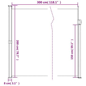 Beige Retractable Side Awning 200x300 cm | Hipo Market