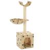 Cat Tree with Sisal Scratching Posts 105 cm Paw Prints Beige Colour beige with paw prints 