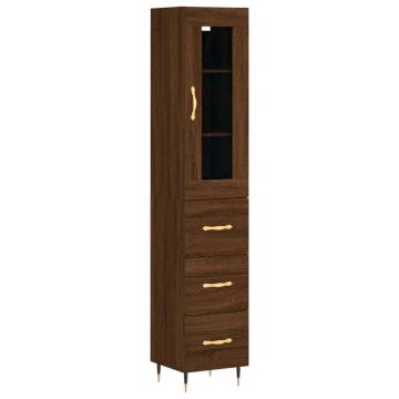 Stylish Highboard Brown Oak 34.5x34x180 cm | Hipo Market