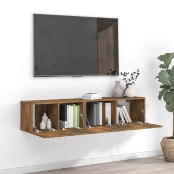 2 Piece Smoked Oak TV Cabinet Set - Modern Design