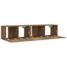 2 Piece Smoked Oak TV Cabinet Set - Modern Design