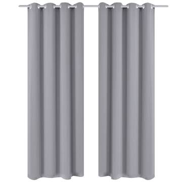 Elegant 2 pcs Grey Blackout Curtains with Metal Rings - 135x245 cm