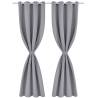 Elegant 2 pcs Grey Blackout Curtains with Metal Rings - 135x245 cm