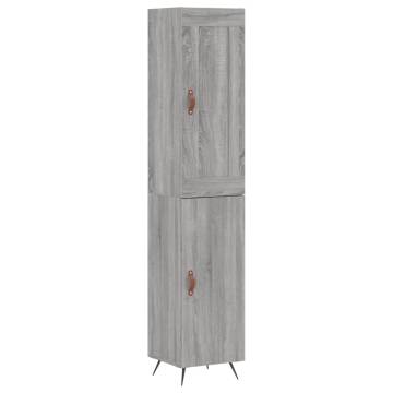 Stylish Highboard Grey Sonoma - 34.5x34x180 cm Engineered Wood