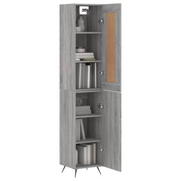 Stylish Highboard Grey Sonoma - 34.5x34x180 cm Engineered Wood