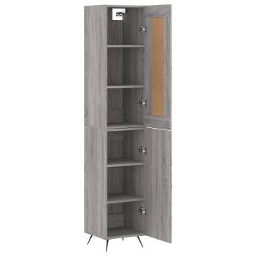 Stylish Highboard Grey Sonoma - 34.5x34x180 cm Engineered Wood