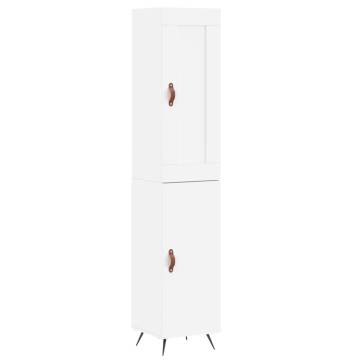 Elegant Highboard in White - 34.5x34x180 cm Engineered Wood