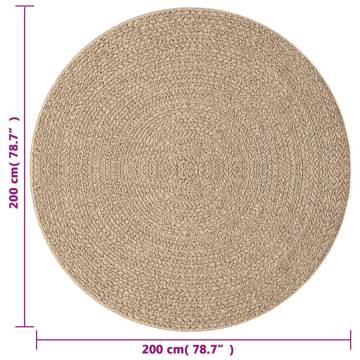 Rug ZIZUR Ø 200 cm - Jute Look for Indoor & Outdoor Spaces