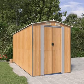 Light Brown Garden Shed - Durable Galvanised Steel Storage