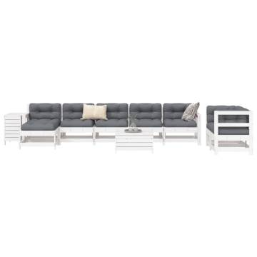 10 Piece White Solid Wood Garden Sofa Set | Hipomarket