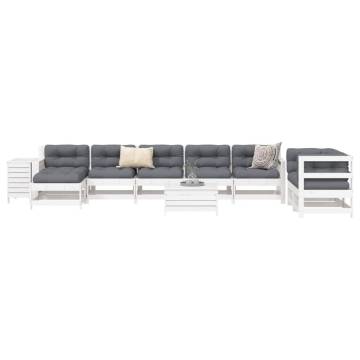 10 Piece Garden Sofa Set - White Solid Pine Wood | HipoMarket