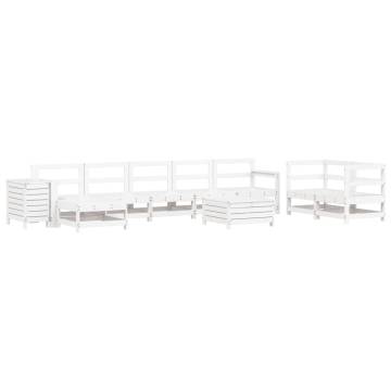 10 Piece Garden Sofa Set - White Solid Pine Wood | HipoMarket