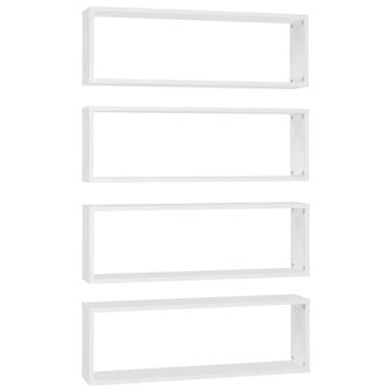 Wall Cube Shelf Set - 4 pcs White, Elegant & Functional