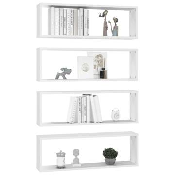 Wall Cube Shelf Set - 4 pcs White, Elegant & Functional