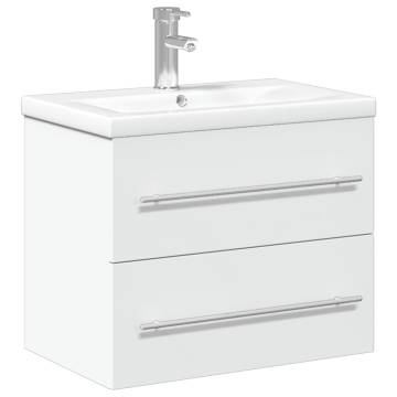 Stylish Bathroom Sink Cabinet with Built-in Basin - White