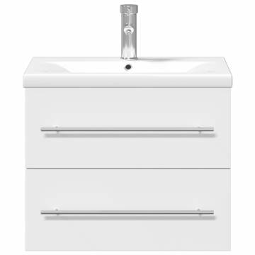 Stylish Bathroom Sink Cabinet with Built-in Basin - White