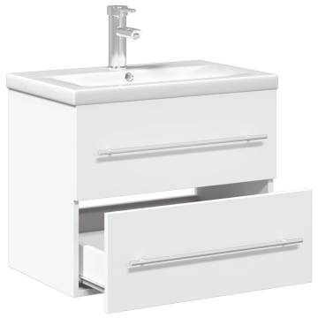 Stylish Bathroom Sink Cabinet with Built-in Basin - White