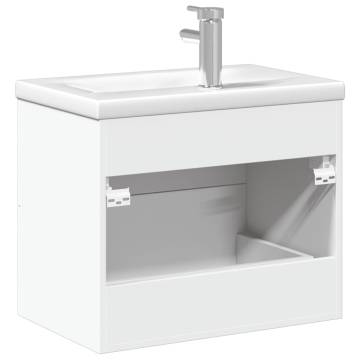 Stylish Bathroom Sink Cabinet with Built-in Basin - White