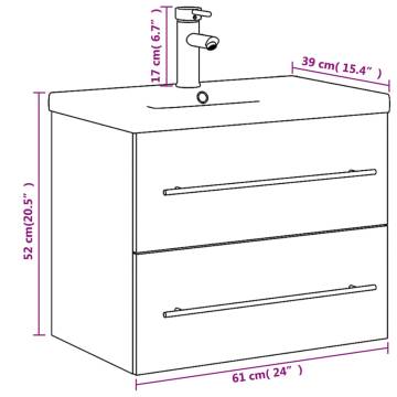 Stylish Bathroom Sink Cabinet with Built-in Basin - White