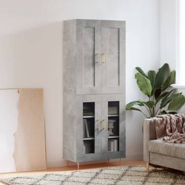 Stylish Highboard in Concrete Grey | 69.5x34x180 cm