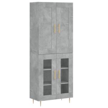 Stylish Highboard in Concrete Grey | 69.5x34x180 cm