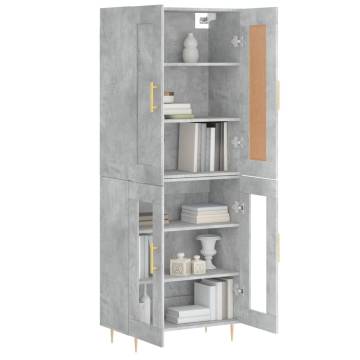 Stylish Highboard in Concrete Grey | 69.5x34x180 cm