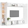 8 Piece White Engineered Wood TV Cabinet Set | HipoMarket