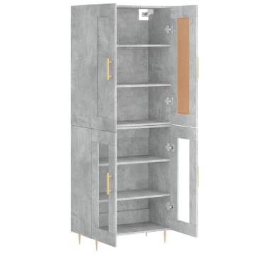 Stylish Highboard in Concrete Grey | 69.5x34x180 cm