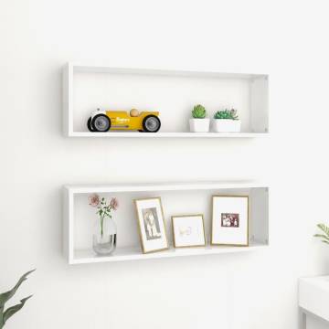 Wall Cube Shelf 2 pcs High Gloss White - Stylish & Durable